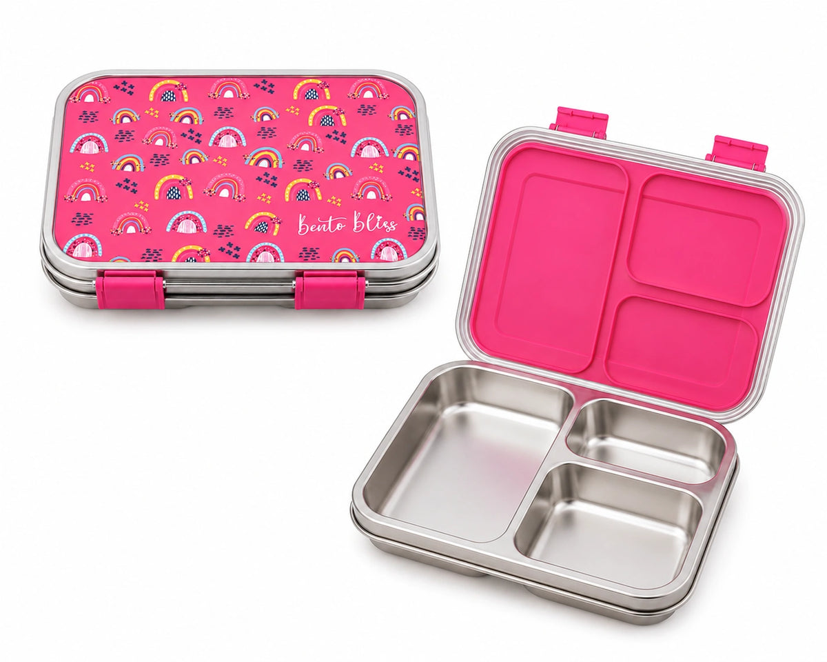 Pink Rainbow Dreamer Bento Box + Peach Love Baby Bottle