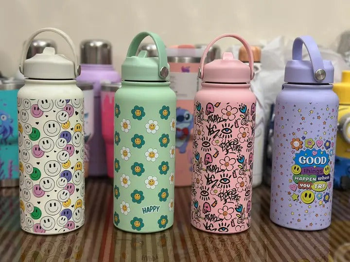 Cute Pattern Stainless Steel Water bottle - 1 litre