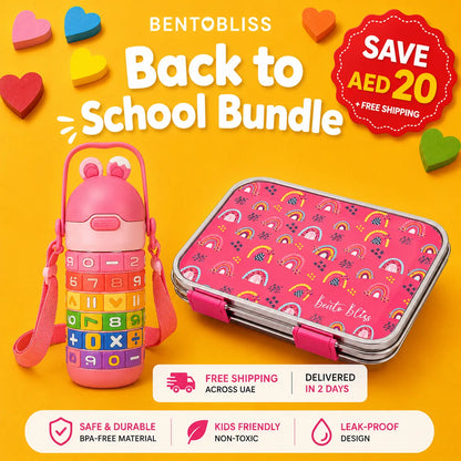 Pink Rainbow Dreamer Bento Box + Pink Numbers Wizard Bottle